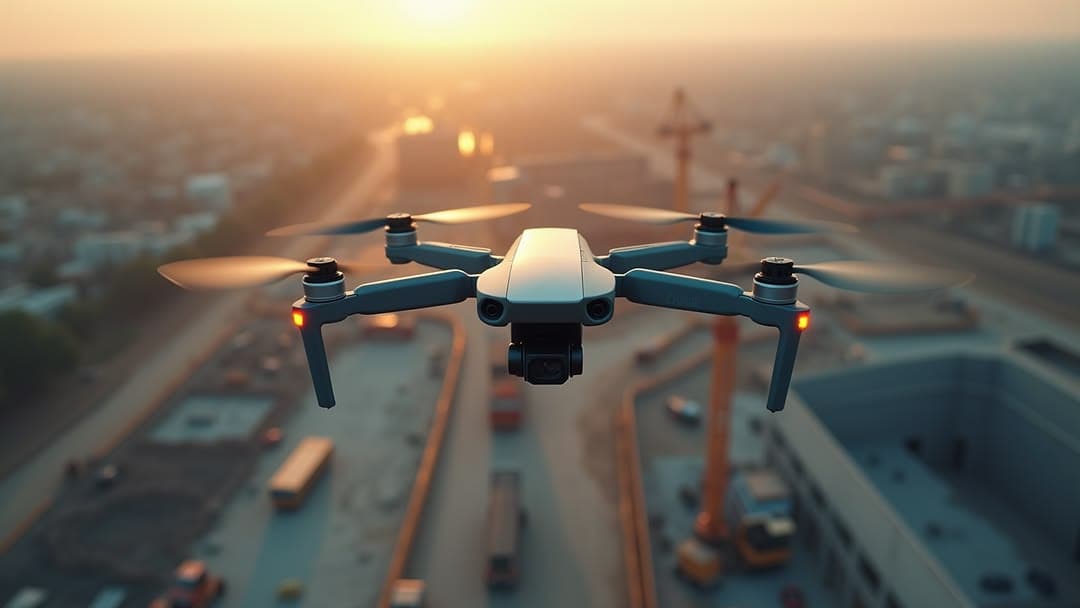 Aerial drone filming over a landscape